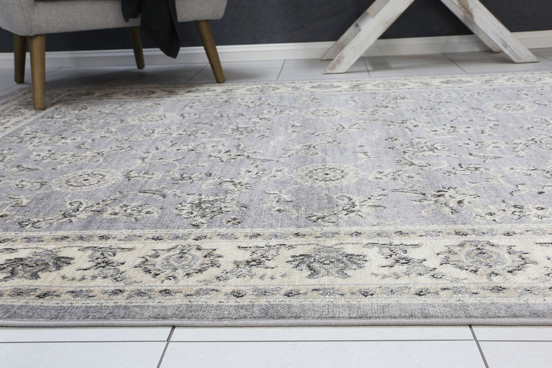 London Grey Cream Border Rug