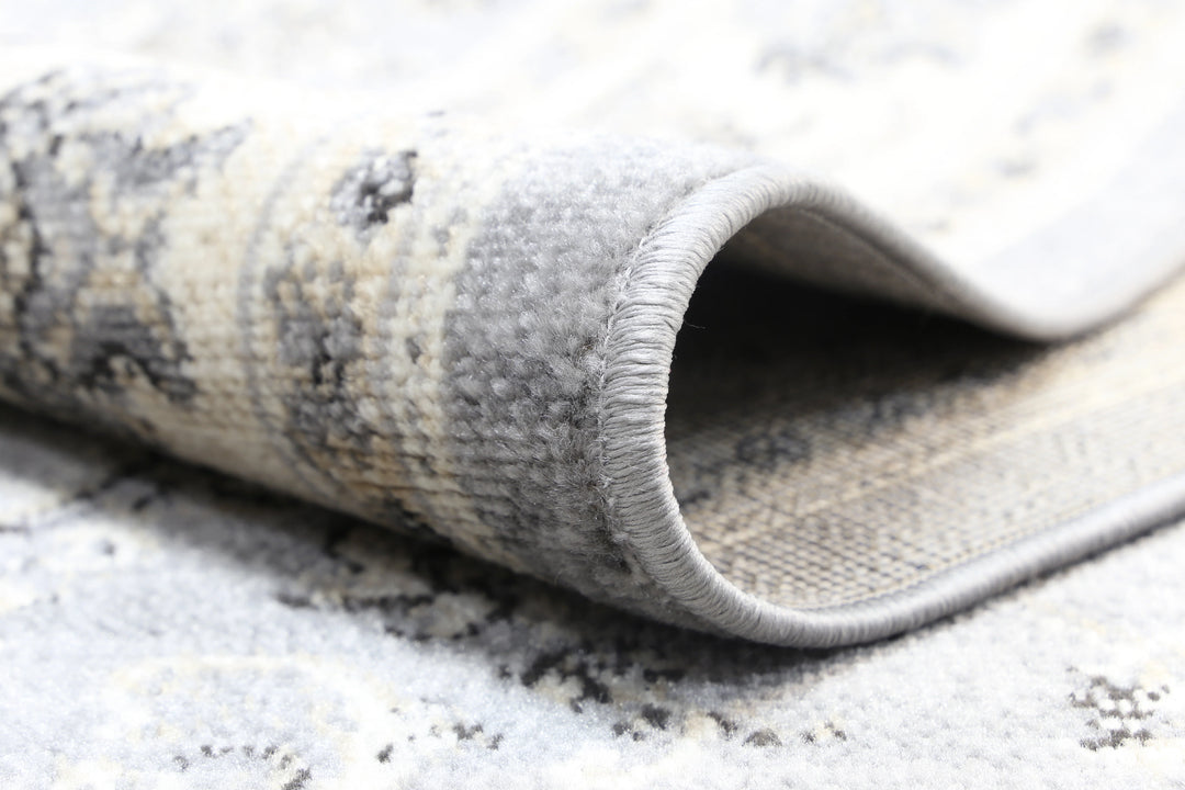 London Grey Cream Border Rug