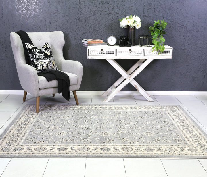 London Grey Cream Border Rug