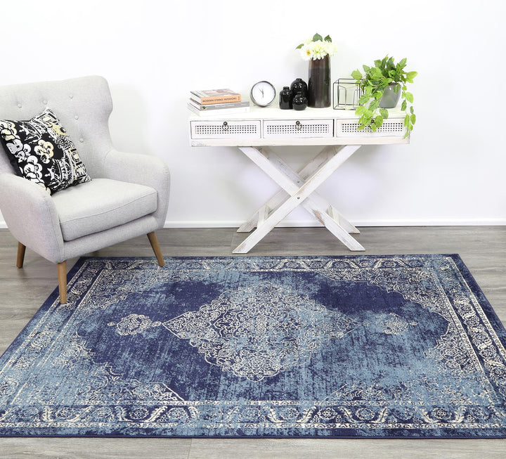 London Distressed Navy Rug