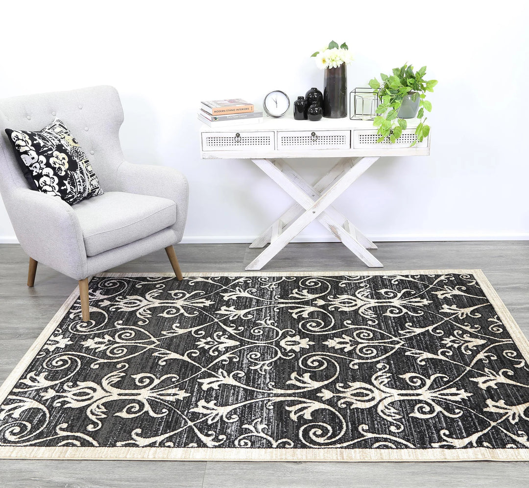 London Vines Grey Beige Rug