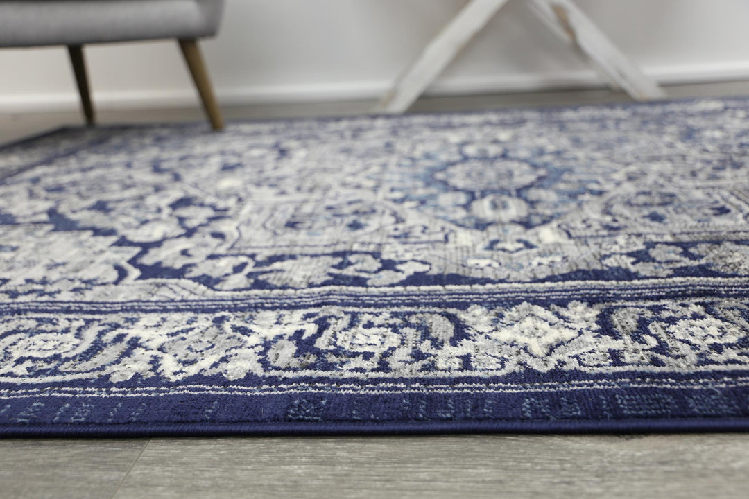 London Tranistional Navy Rug
