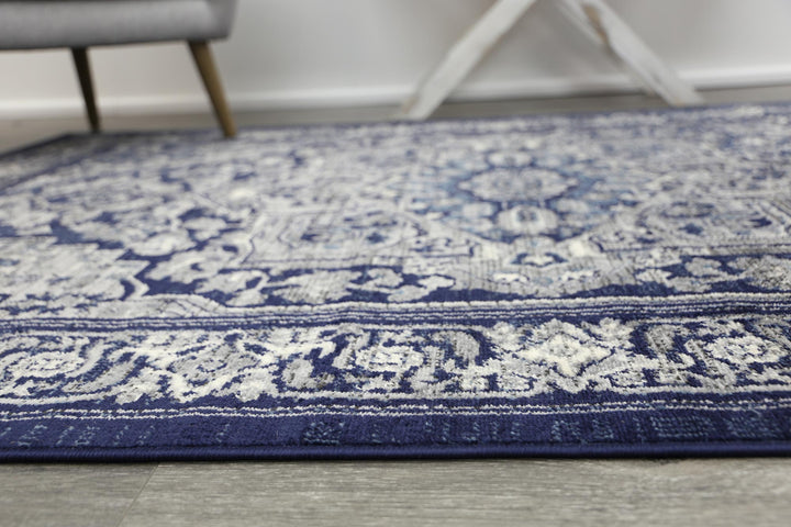 London Tranistional Navy Rug