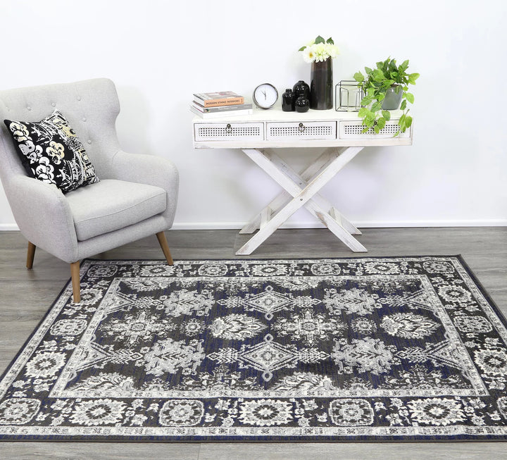 London Ziegler Navy Grey Rug