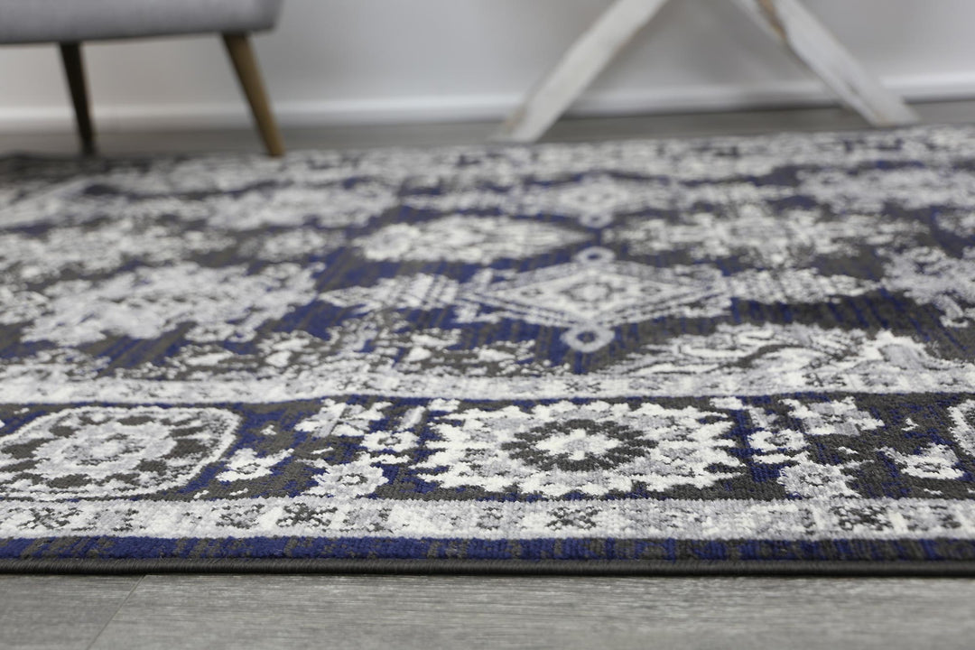 London Ziegler Navy Grey Rug