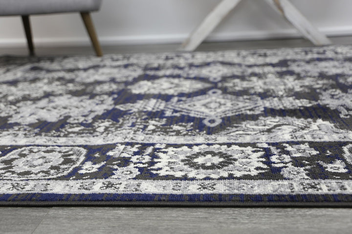 London Ziegler Navy Grey Rug