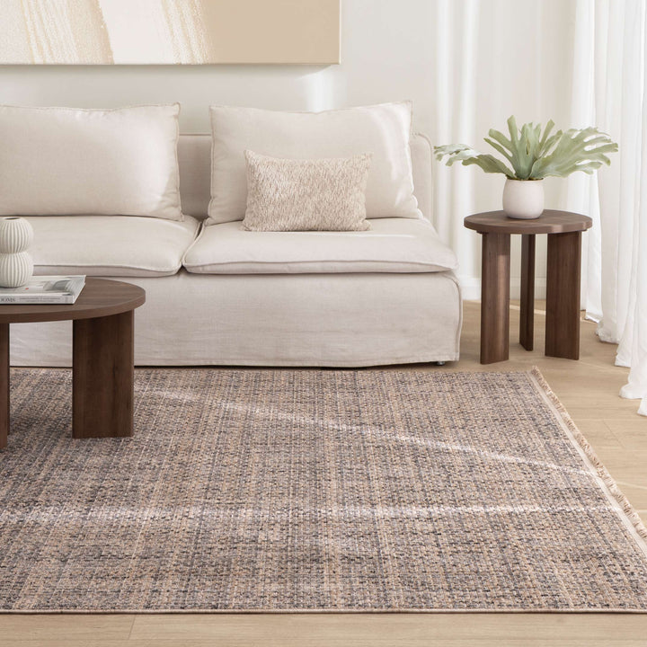 Venice Distressed Lines Beige Grey Rug - CH05