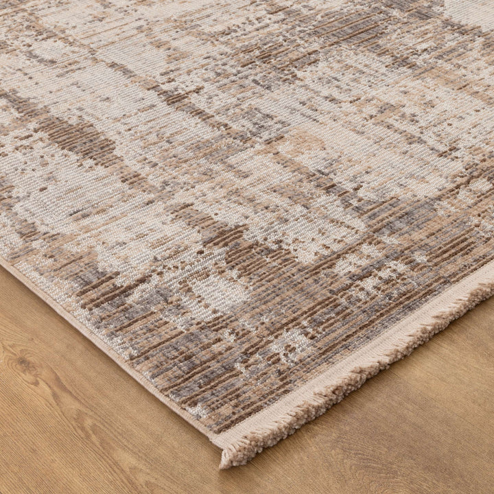 Venice Distressed Look Watercolour Beige Grey Rug - CH08