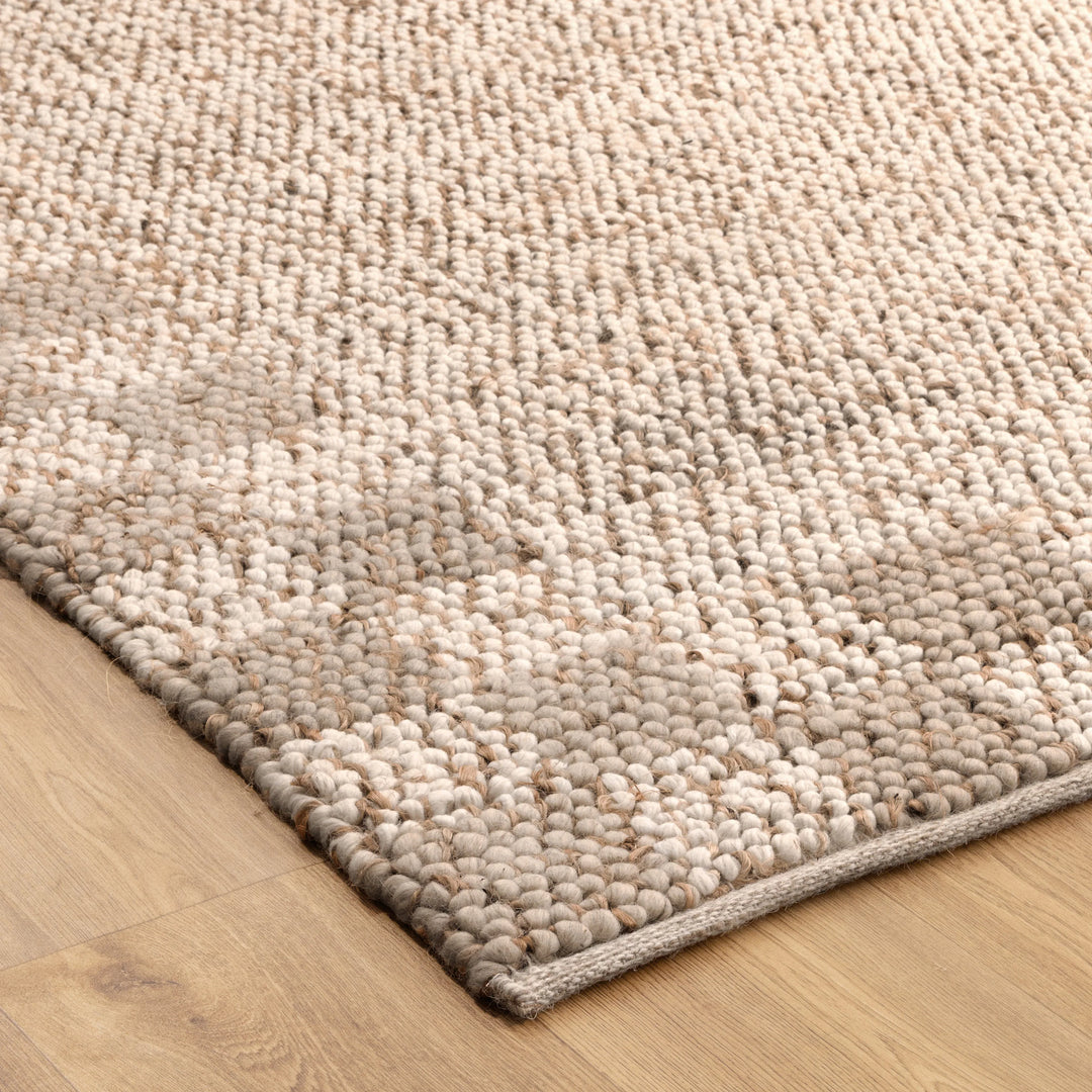 Verona Checkered Border Cream Beige Jute and Wool Rug