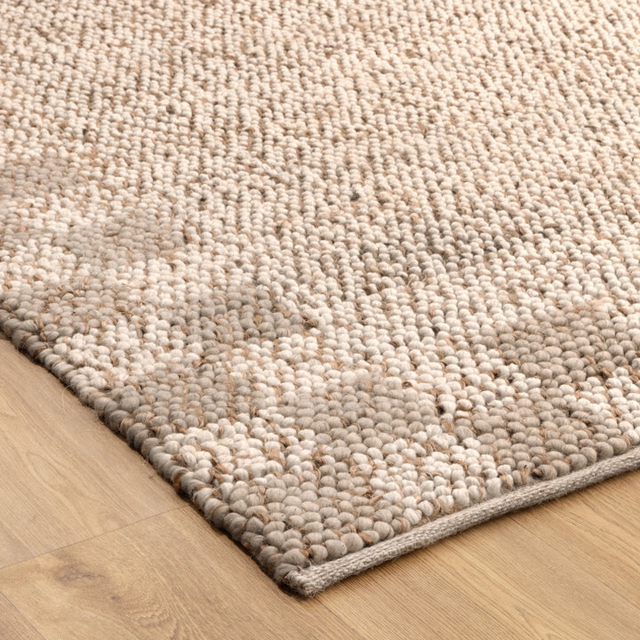 Verona Checkered Border Cream Beige Jute and Wool Rug