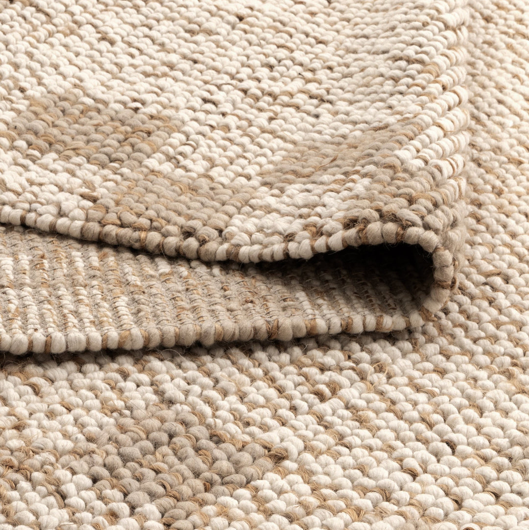 Verona Checkered Border Cream Beige Jute and Wool Rug