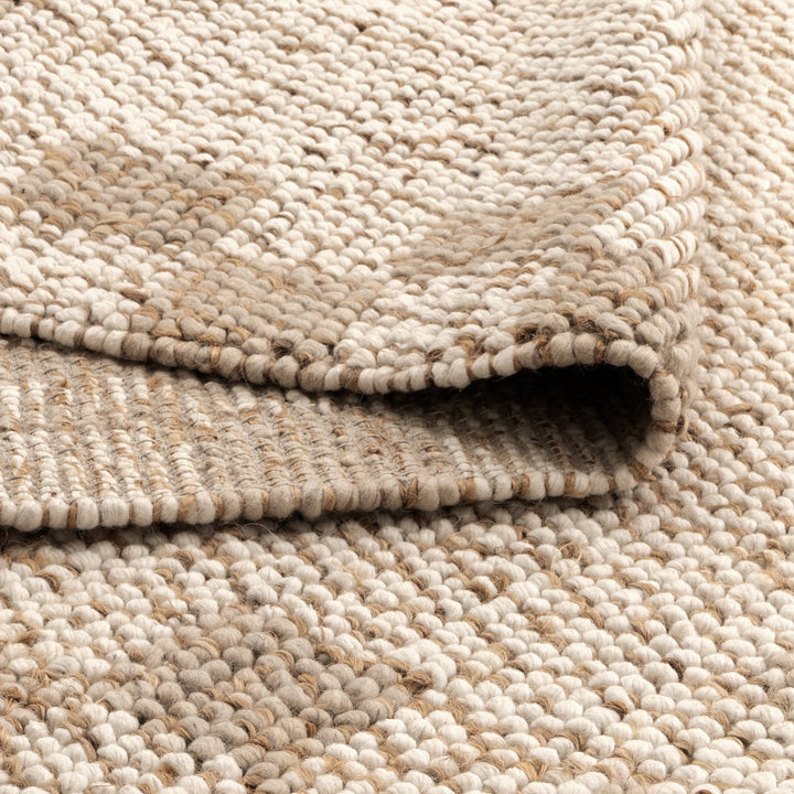 Verona Checkered Border Cream Beige Jute and Wool Rug