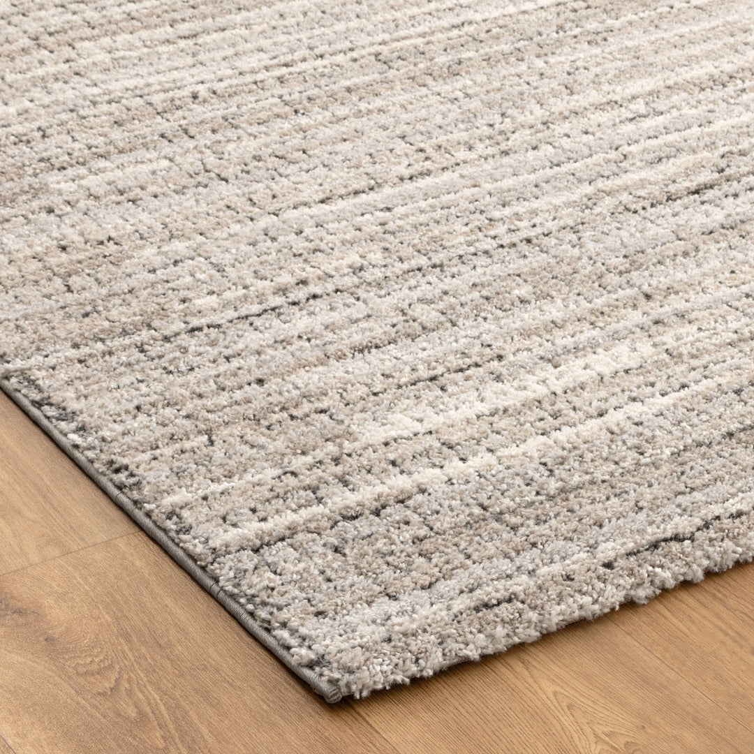 Dora Textured Look Border Grey Beige Rug