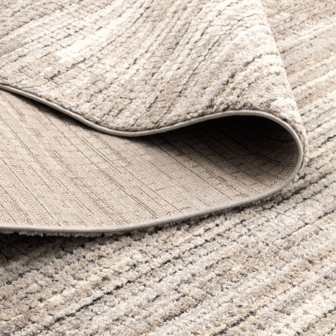 Dora Textured Look Border Grey Beige Rug