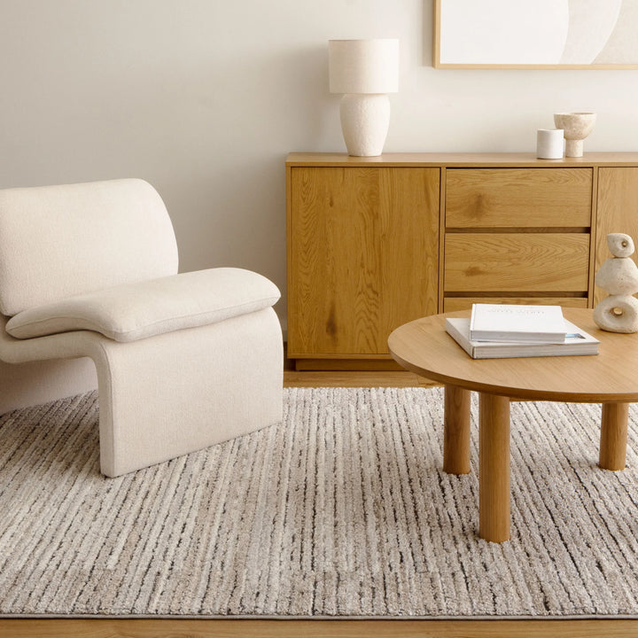 Dora Textured Look Border Grey Beige Rug