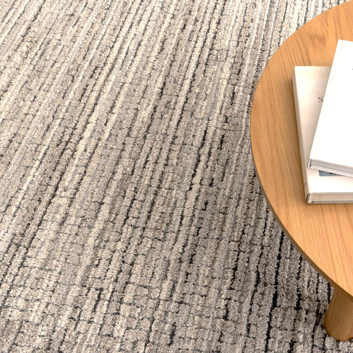 Dora Textured Look Border Grey Beige Rug