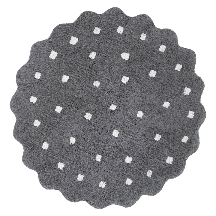 Paris Round Scalloped Kids Rug Grey: New Arrival