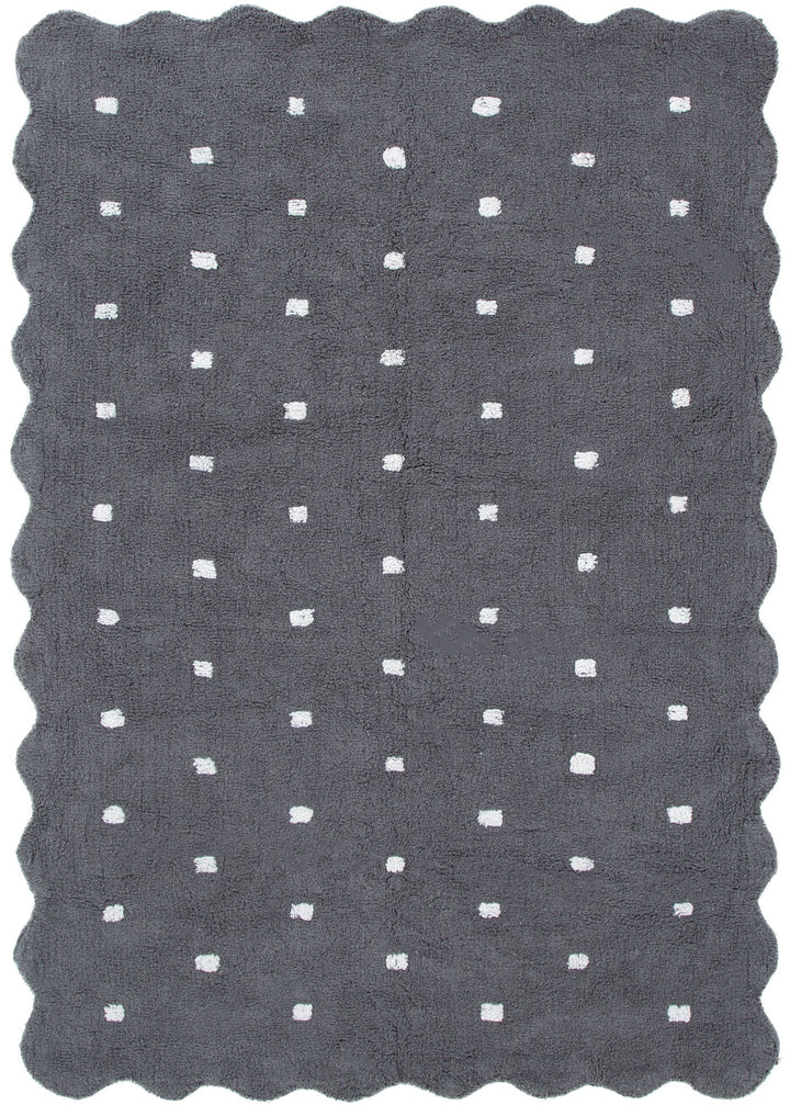 Paris Rectangle Scalloped Kids Rug Grey: New Arrival