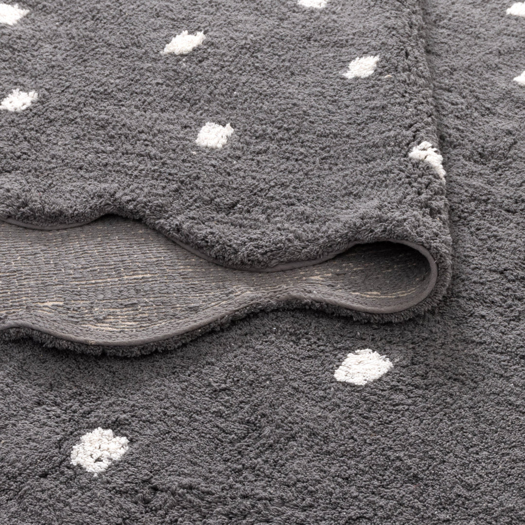 Paris Round Scalloped Kids Rug Grey: New Arrival