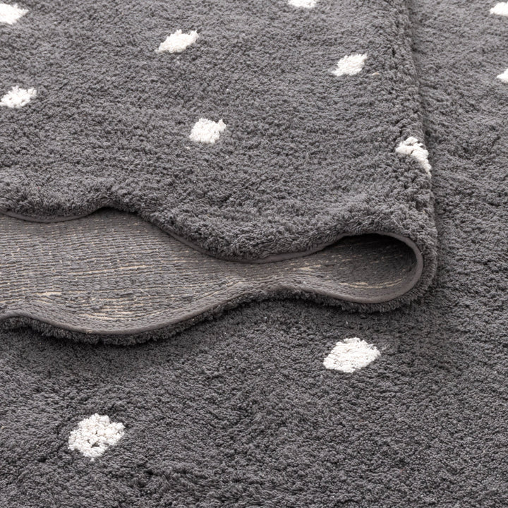 Paris Rectangle Scalloped Kids Rug Grey: New Arrival