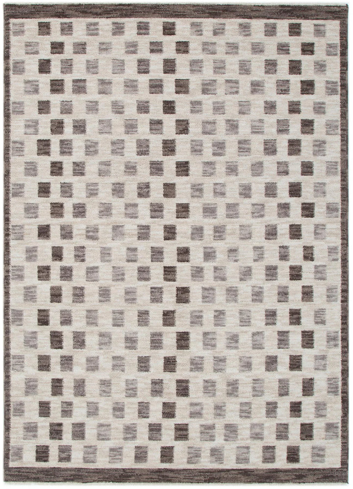 Shiraz Ivory Grey Checkered Rug H102