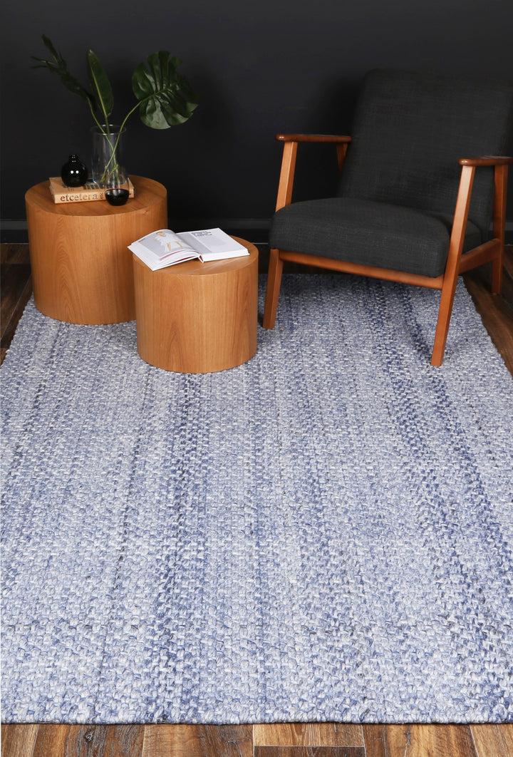 Nice Chignon Blue Wool Blend Rug