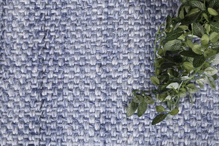 Nice Chignon Blue Wool Blend Rug