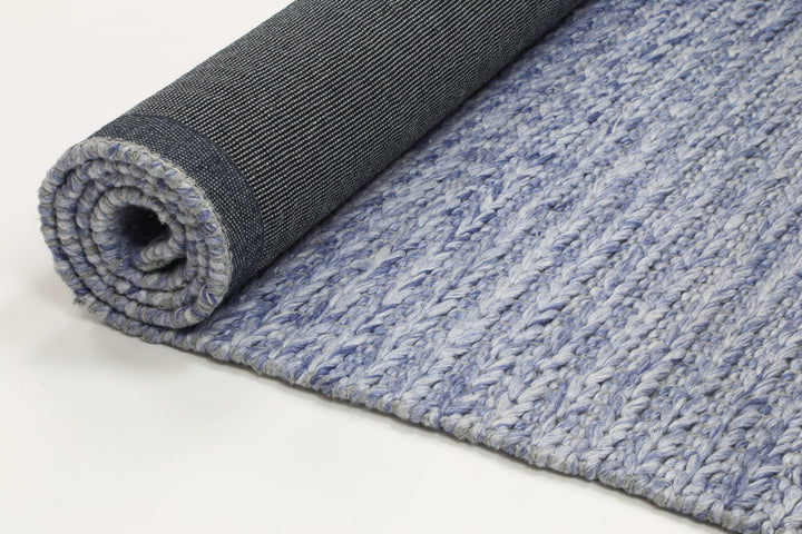 Nice Cue Blue Wool Blend Rug