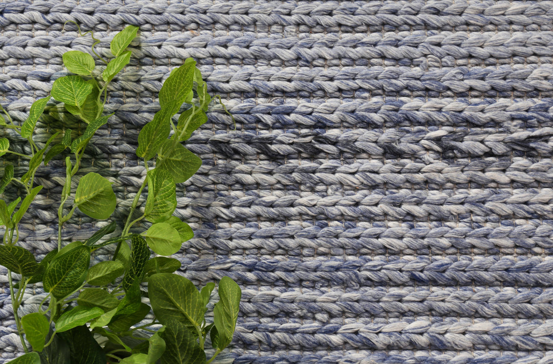 Nice Cue Blue Wool Blend Rug