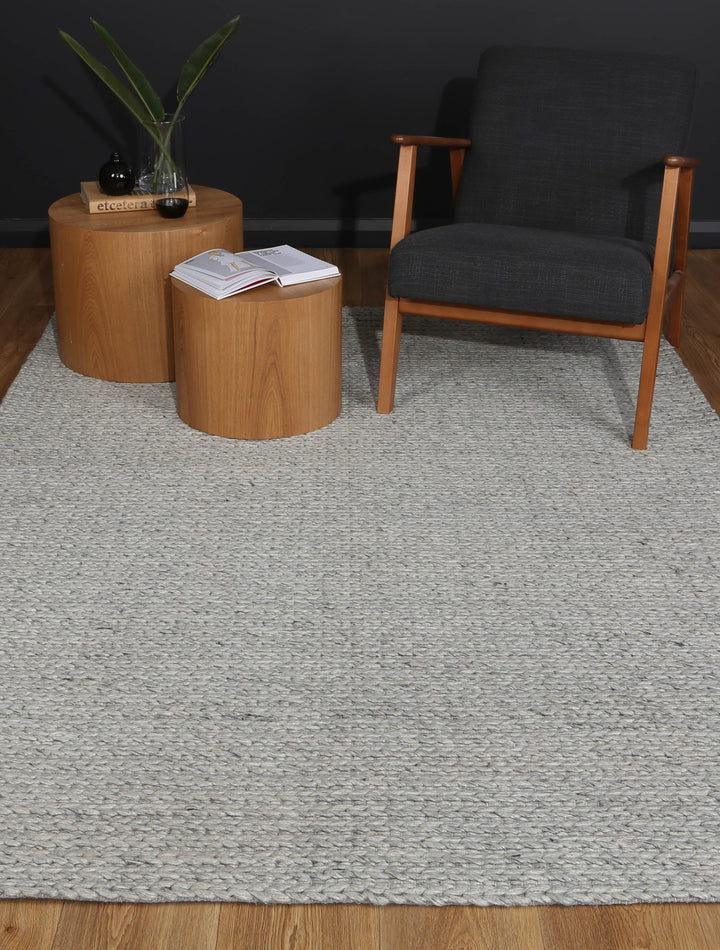 Nice Cue Grey Wool Blend Rug