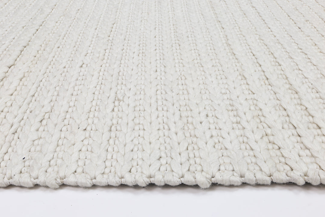 Nice Cue White Wool Blend Rug