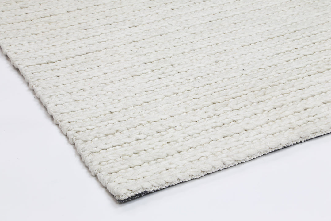 Nice Cue White Wool Blend Rug