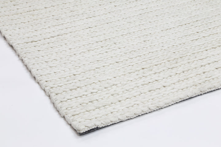 Nice Cue White Wool Blend Rug