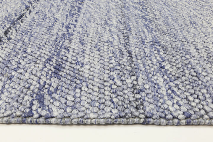 Nice Loopy Blue Wool Blend Rug