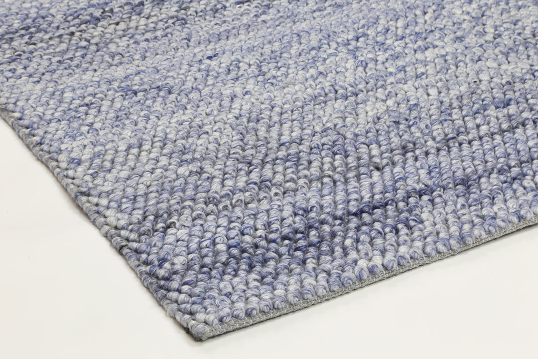 Nice Loopy Blue Wool Blend Rug