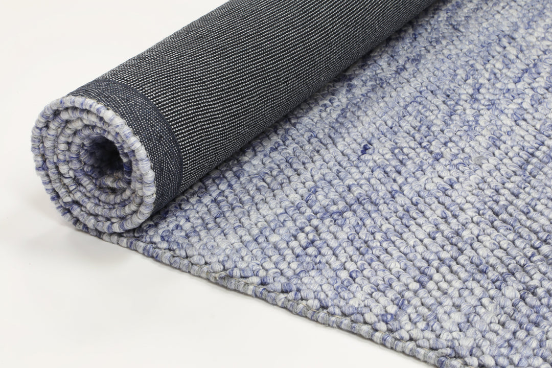Nice Loopy Blue Wool Blend Rug