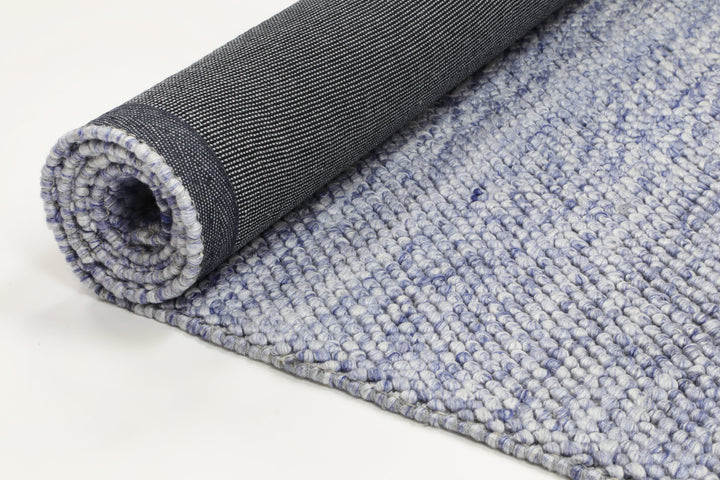 Nice Loopy Blue Wool Blend Rug
