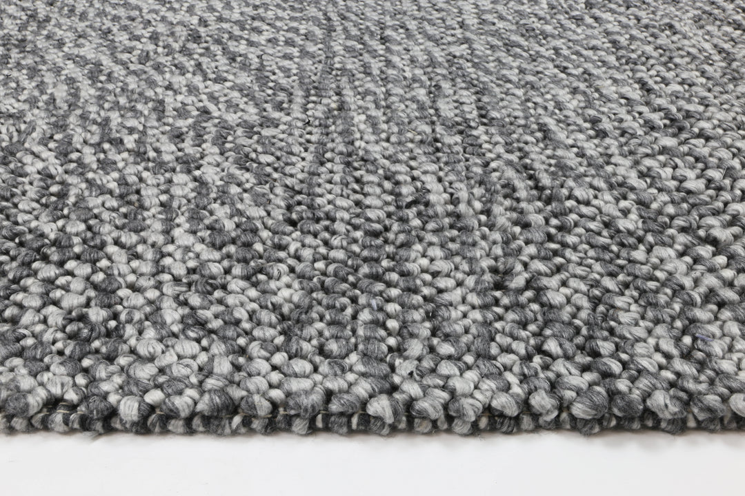 Nice Loopy Charcoal Wool Blend Rug