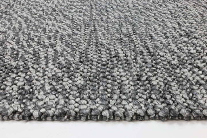 Nice Loopy Charcoal Wool Blend Rug
