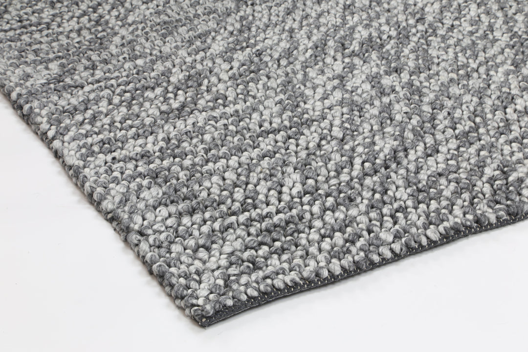 Nice Loopy Charcoal Wool Blend Rug