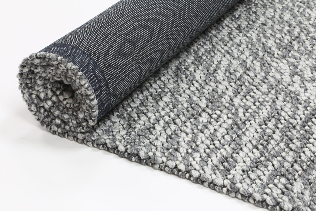 Nice Loopy Charcoal Wool Blend Rug