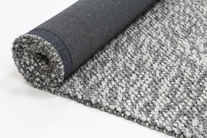 Nice Loopy Charcoal Wool Blend Rug