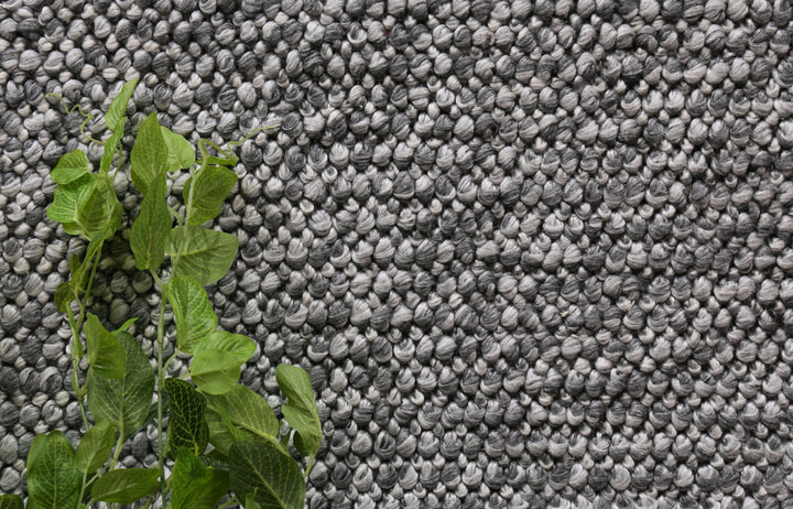 Nice Loopy Charcoal Wool Blend Rug