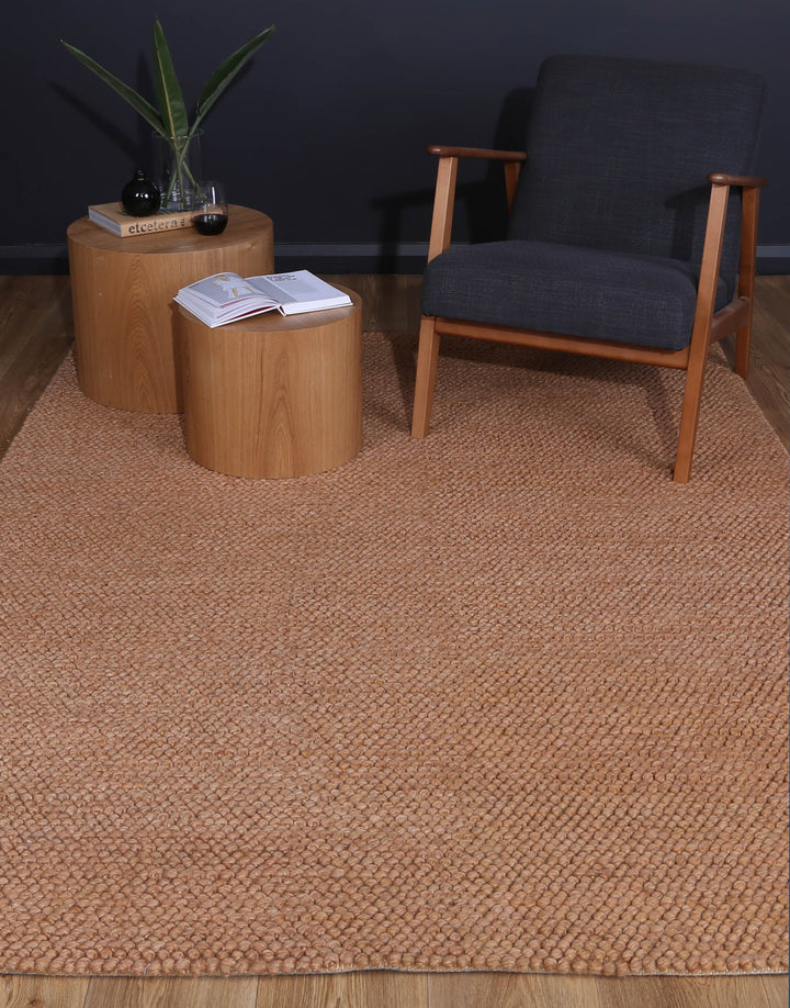 Nice Loopy Copper Wool Blend Rug