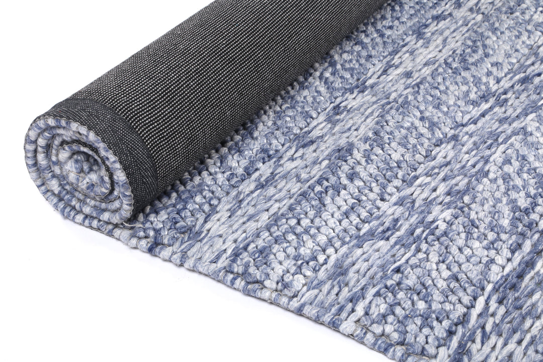 Nice Ringlets Blue Wool Blend Rug