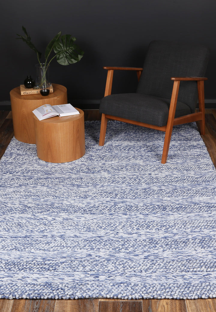 Nice Ringlets Blue Wool Blend Rug