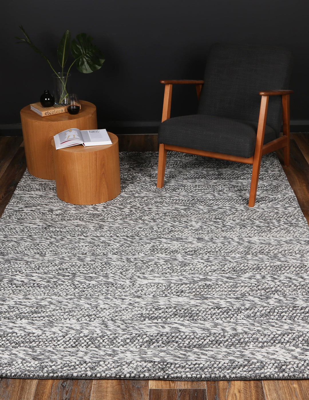 Nice Ringlets Charcoal Wool Blend Rug