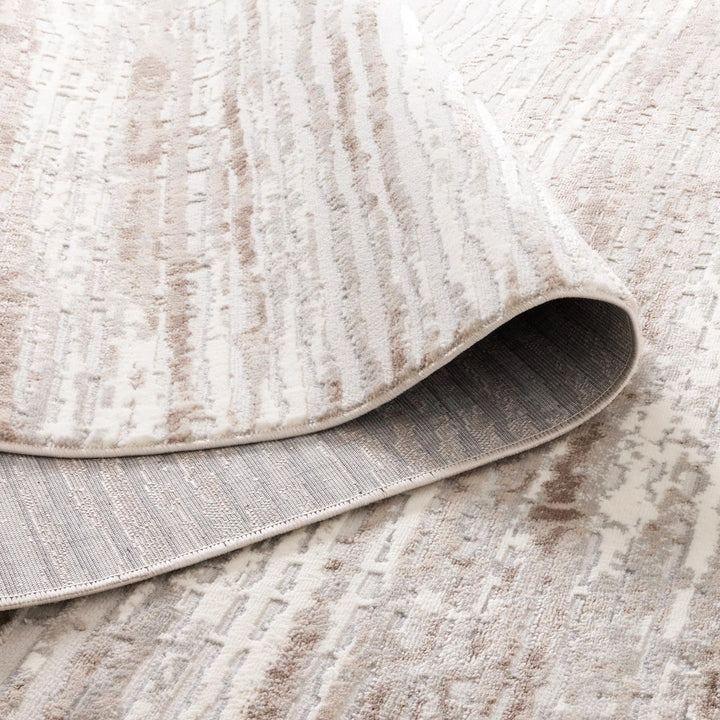 Capri Distressed Lines Grey Beige Rug