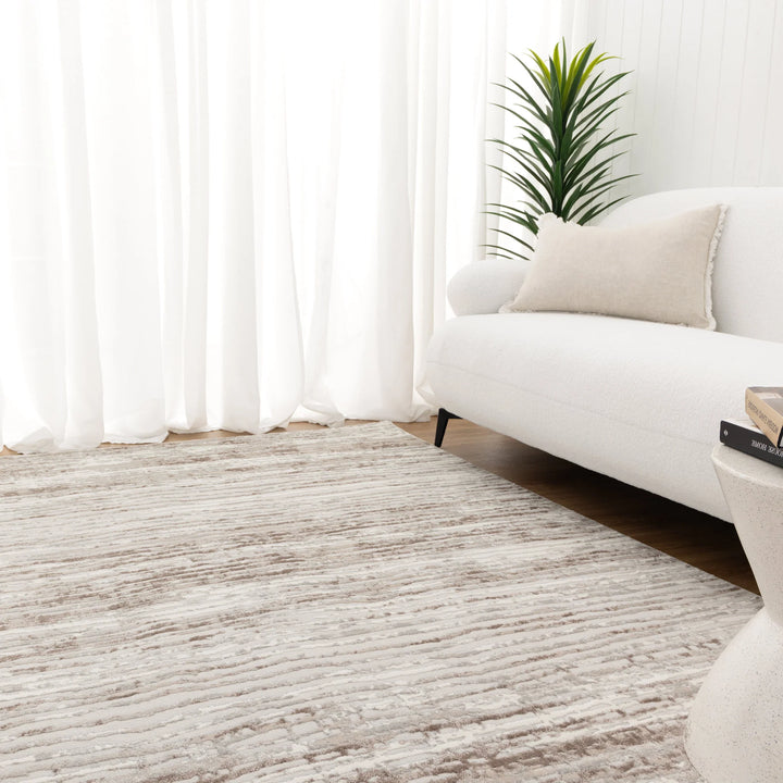 Capri Distressed Lines Grey Beige Rug