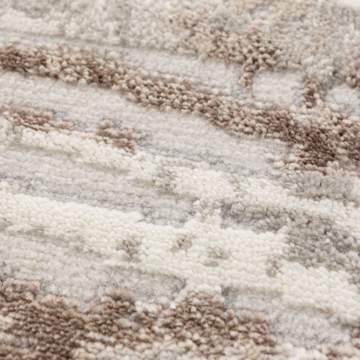 Capri Distressed Lines Grey Beige Rug